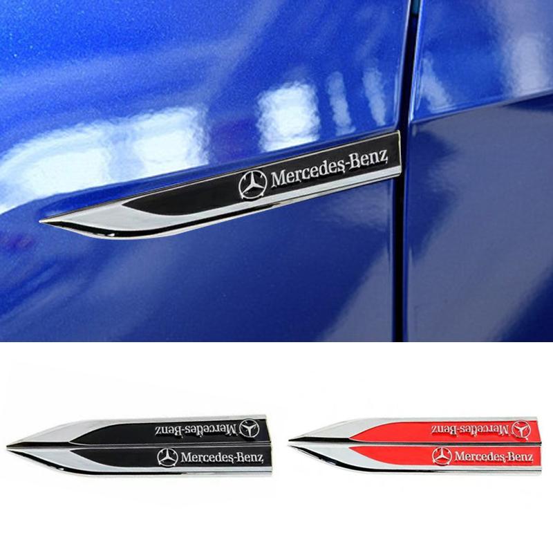 2pcs 3D Metal Car Fender Side Wing Emblem Badge Sticker For Mercedes Benz New B/C/E Class A Class C200L GLC GLK New CLA GLA OX0