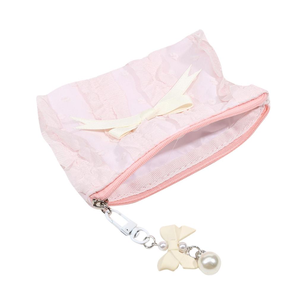 Милый кружевной кошелек с бантом, портативная косметичка для хранения, ключница, косметичка для помады, органайзер для наушников, клатч, сумки на молнии, женские кошельки