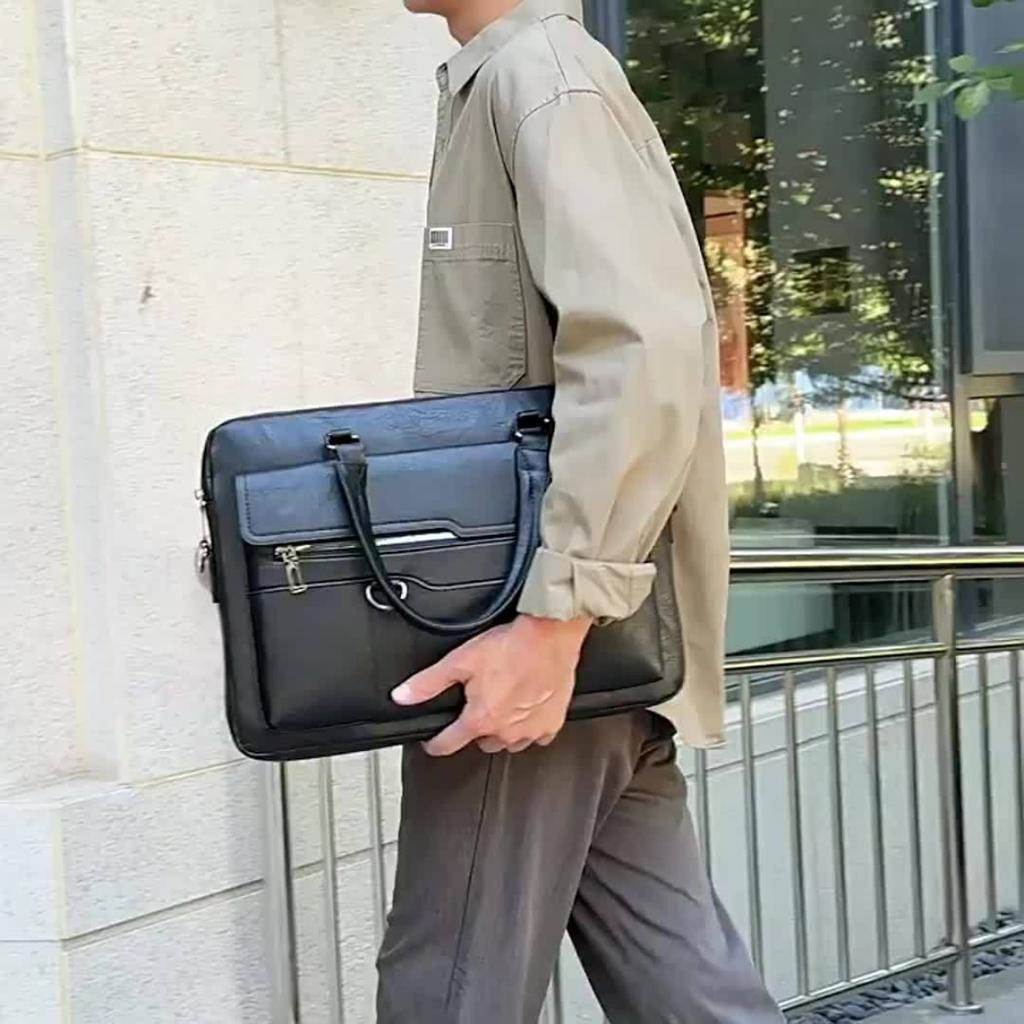 Мужской винтажный деловой портфель - коричневый рюкзак для ноутбука и планшета с регулируемым плечевым ремнем, несколькими отделениями и папкой на молнии