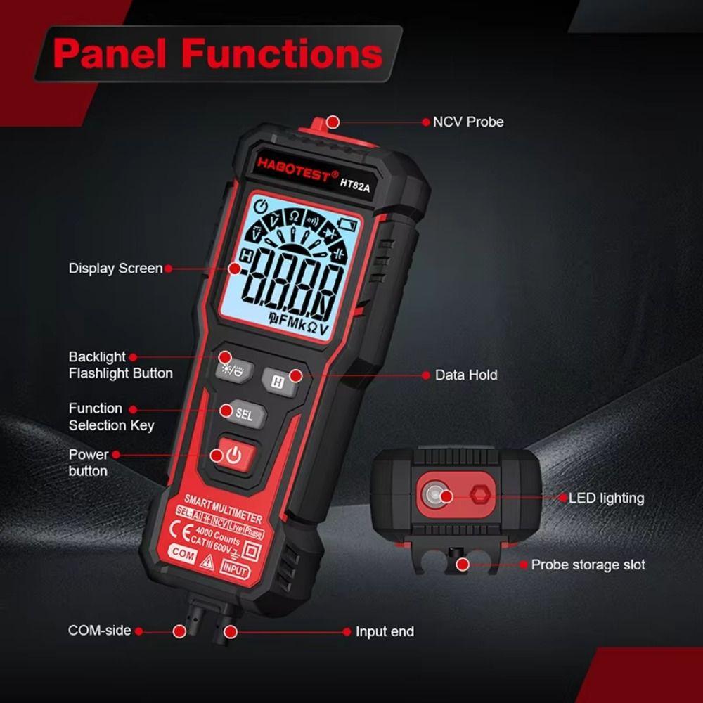 600V Auto Range Multimeter High Precision NCV Multimeter Portable TRMS Multimeter