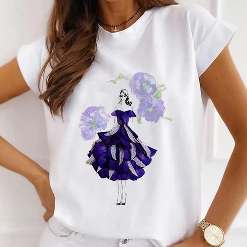 Модная креативная женская футболка с 3D рисунком розы 90-х годов, летняя блузка, свободные футболки с короткими рукавами, белые женские топы с круглым вырезом, одежда