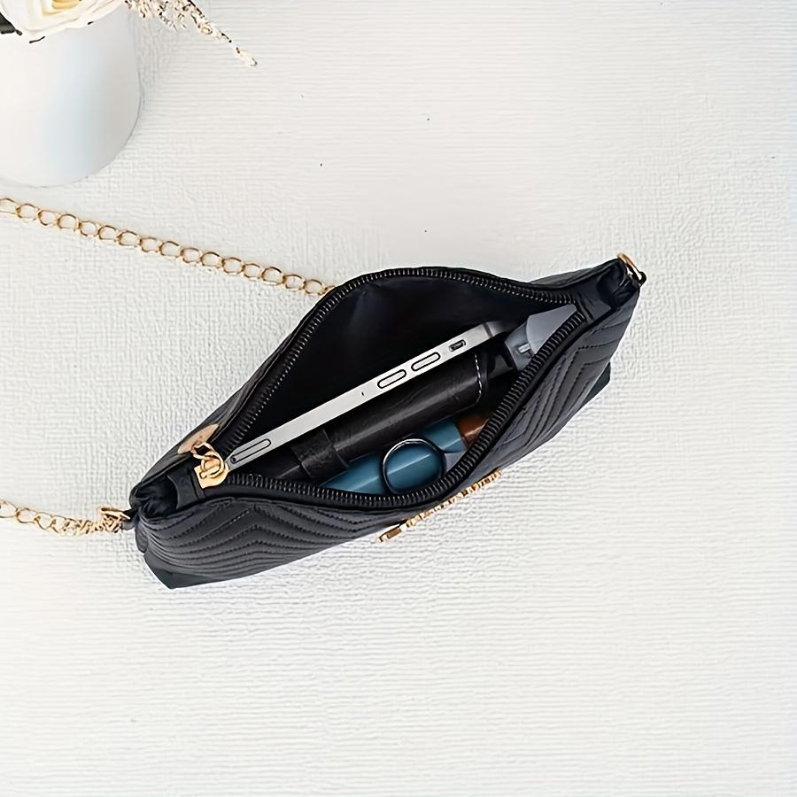 Женская стеганая сумка кроссбоди с шевронным узором, съемным ремешком-цепочкой и металлической молнией, косметичка для повседневного использования, универсальный дорожный кошелек