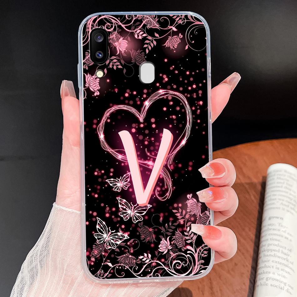 For Samsung Galaxy A20 A20S A21 A30 A30S Phone Case Butterfly Letters Soft TPU Clear Silicone Shell For Galaxy A 20 A 30 Housing