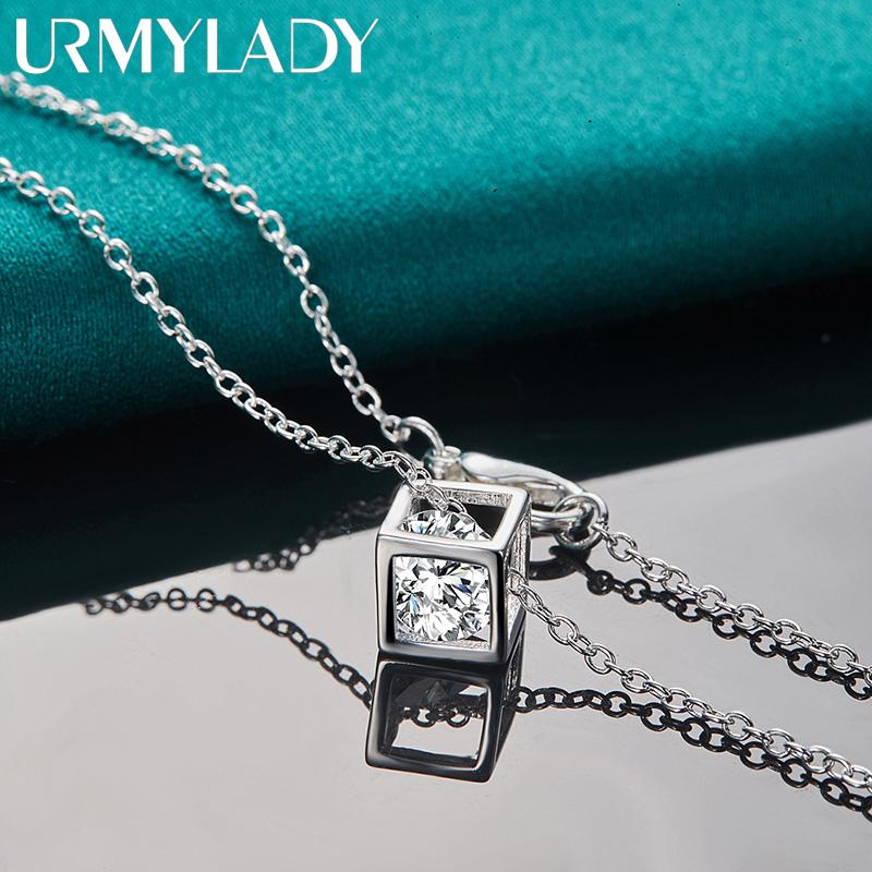 URMYLADY из стерлингового серебра 925 пробы с квадратным цирконом, ожерелье для женщин, свадебная вечеринка, модные украшения