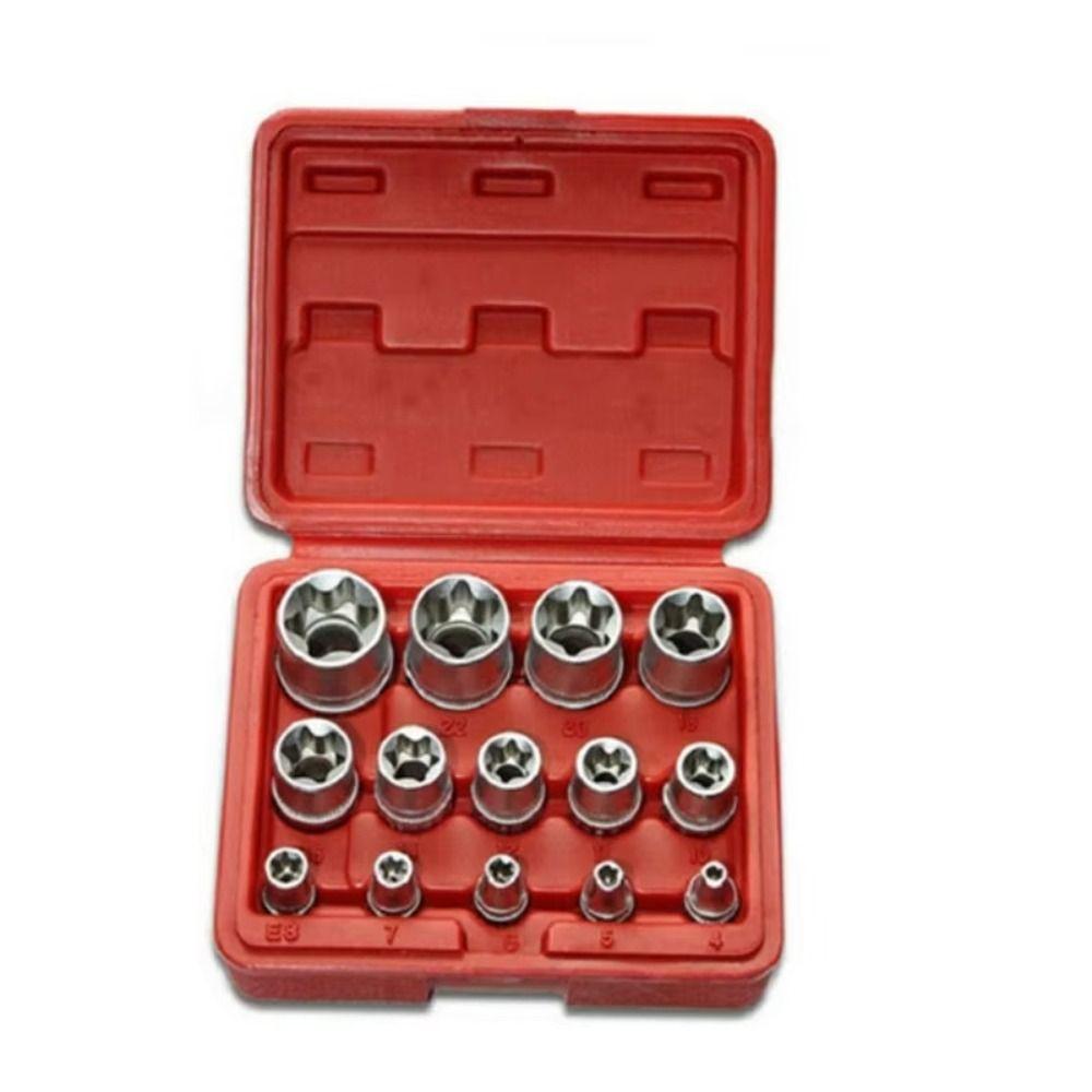 14PCS/Set External Hex Wrench Head Star Socket Set E4-E24 E-Torx Socket Set  Automotive Repair