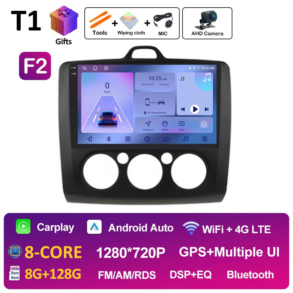Беспроводной Android Auto Carplay для Ford Focus 2 3 Mk2 Mk3 2004 2005 2006 2007 2008 - 2011 Автомобильный видеоплеер 2.5D сенсорный экран WIFI