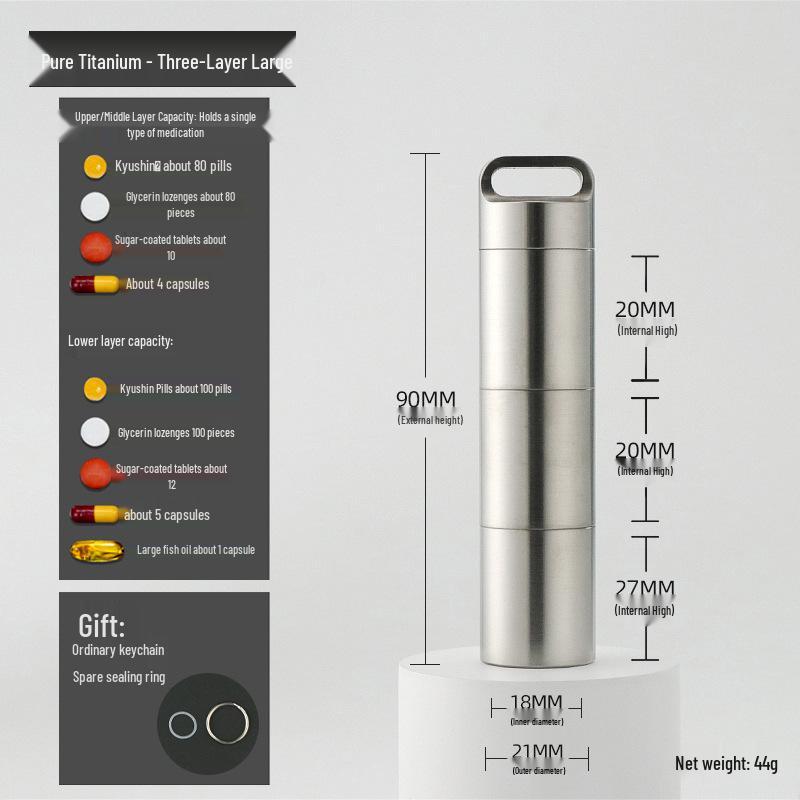 Водонепроницаемая мини-таблетница из нержавеющей стали - Портативный, влагозащищенный дорожный контейнер для лекарств