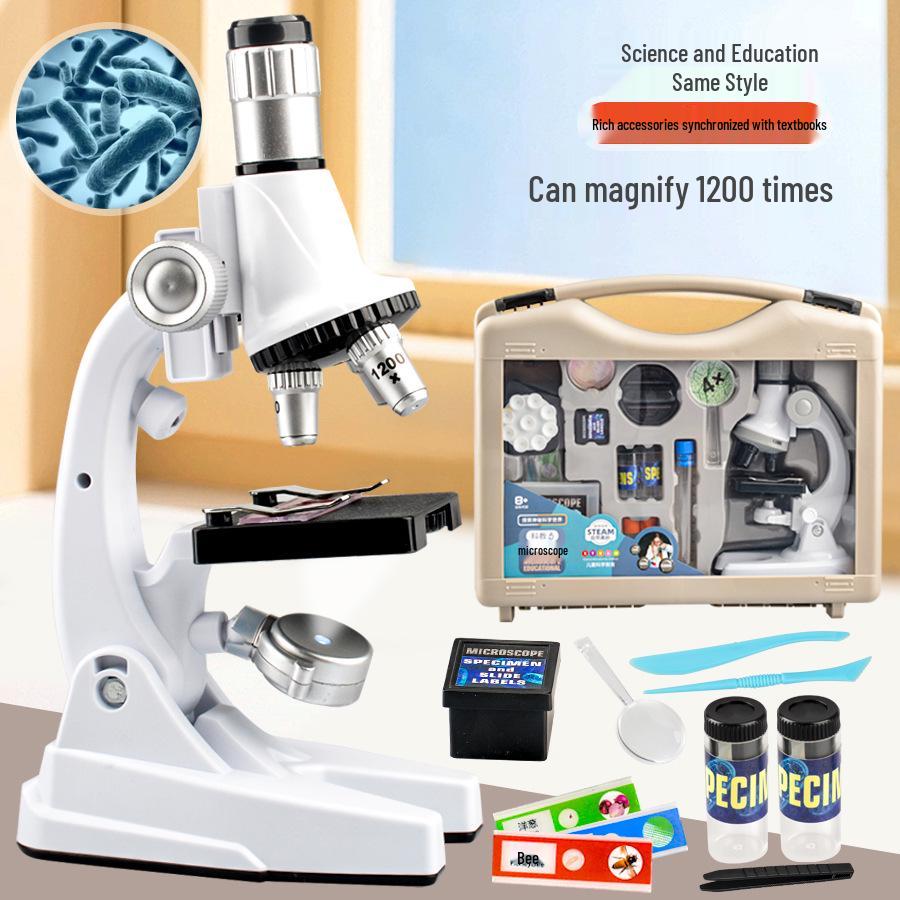 1200x Microscope Set for Kids - Portable Science Experiment Kit for Elementary Students