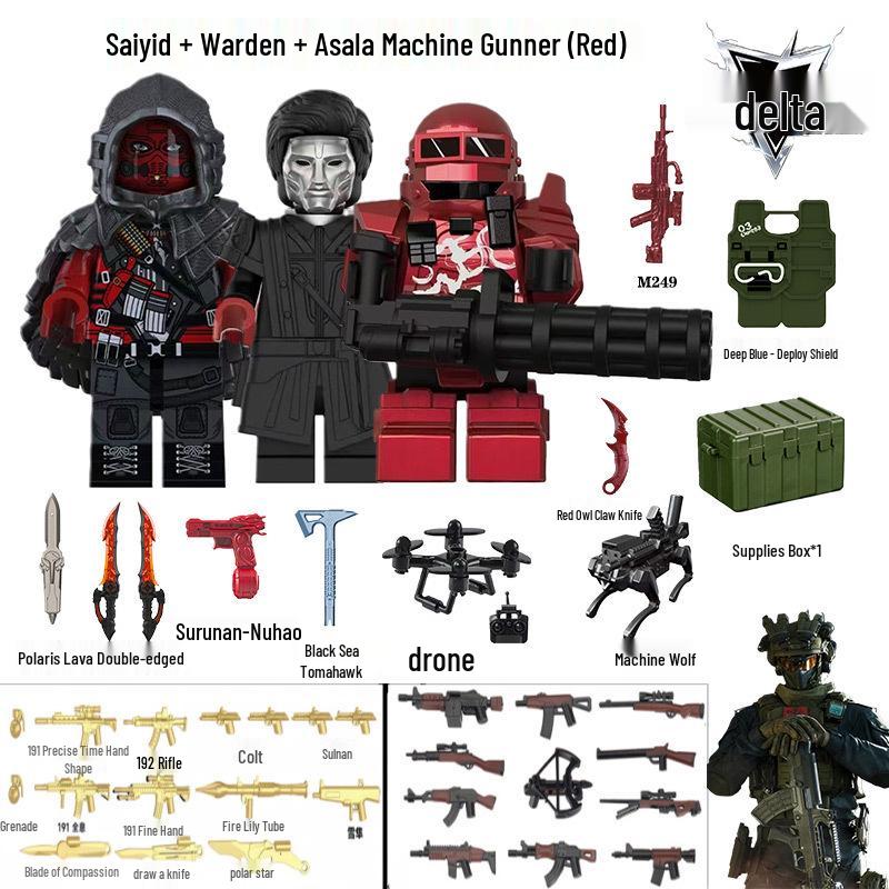 Совместимая LEGO Дельта Экшн Эрозия Золотой Розовый Велоцираптор Модель Минифигурка Игрушка