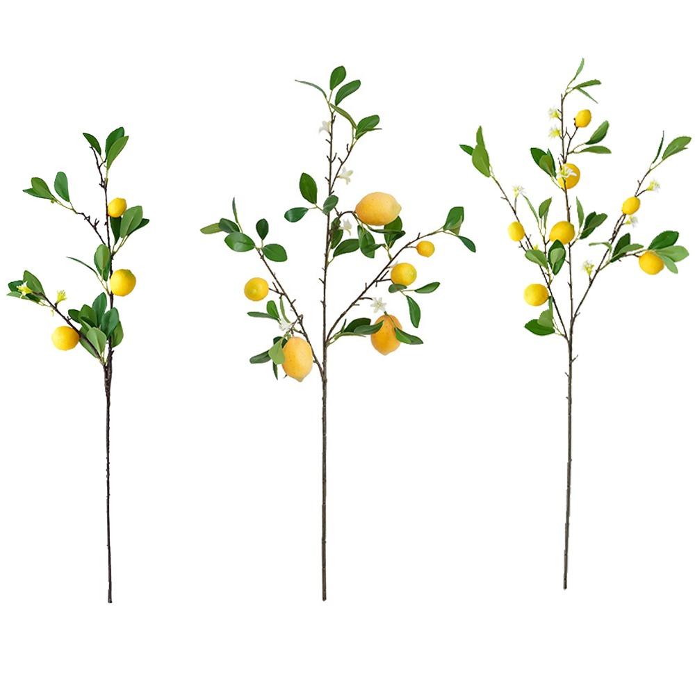 with Lifelike Lemon Fake Fruit Stems Fresh Green Yellow Simulation Green Plants Flower Arrangement