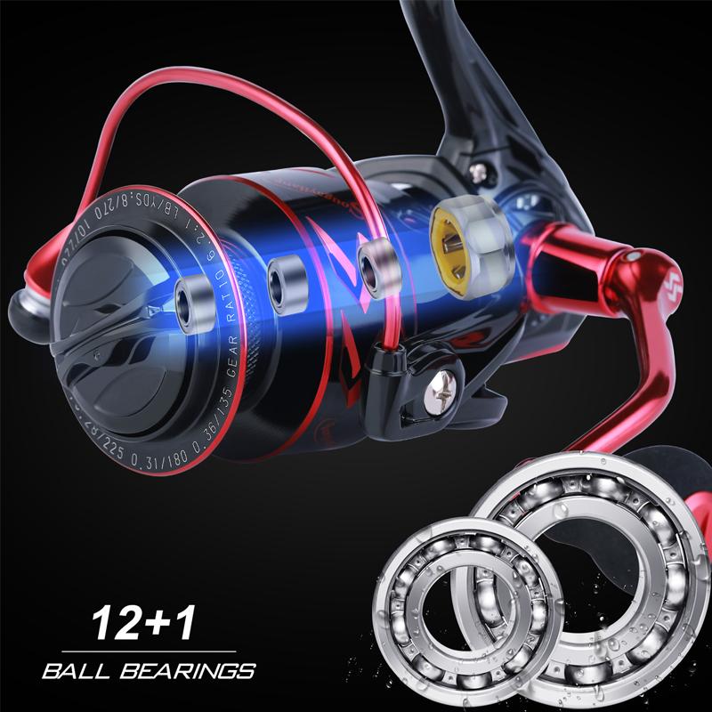SOUGAYILANG 12 + 1BB Spinning Fishing Reels 5.2: 1 / 6.2: 1 High Speed Gear Ratio Smooth Powerful Freshwater / Saltwater Fishing Reel