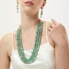 Green Multistrand Necklace Set, Green Stone Necklace Set, Jaipuri Green Emerald Stone Necklace, Green Jaipuri Indian Bridal Jewellery