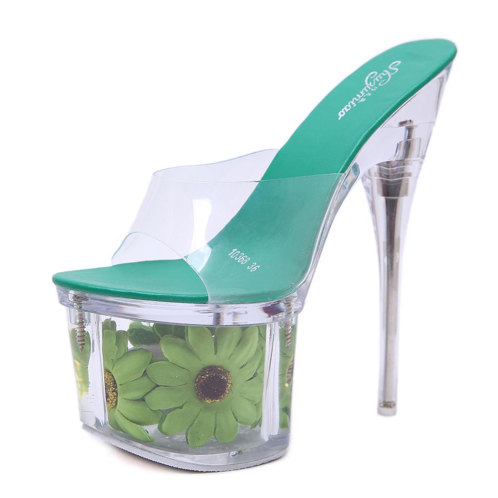 Популярные пикантные туфли на супер каблуке, босоножки на тонком каблуке и платформе, прозрачные кристаллы, свадебный банкет, LFD-10368