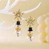 Fashion Christmas Snowman Snowflake Hoop Earrings For Women Pearl Crystal Piecring Cute Xmas Ear Jewelry New Year Gift