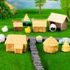 Decorative Mini Village Houses Rural Style Small House Statue For Home Decoration