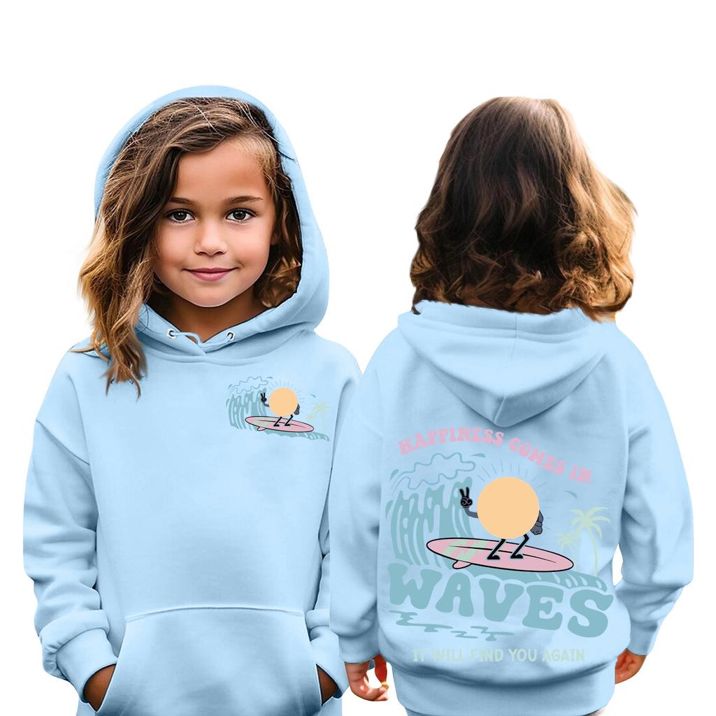 Детские толстовки, свободная спортивная рубашка с капюшоном и принтом, модная спортивная рубашка