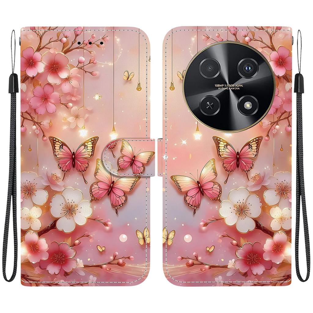 Чехол-книжка из искусственной кожи ручной работы для Huawei nova 12i, противоскользящий, противоударный чехол с ремешком на запястье и дизайном в виде сердца/розы/кошки