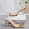 Fashion Summer Clear Heeled Party Sandals for Women Transparent Ankle Strap High Heel Shoes Woman Plus Size Fashion Sandalias Mujer 2025