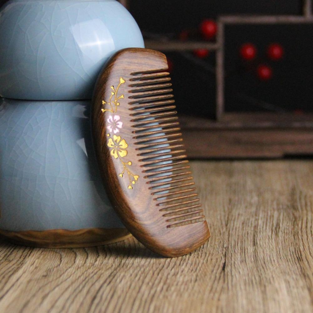 Gold Sandalwood Sandalwood Hair Comb Gold Branches Wood Combs Hot Hair Brush  Hair Styling Tool