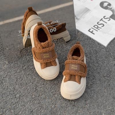 Универсальные пушистые туфли на высокой толстой подошве, теплые женские повседневные туфли, велюр из коровьей кожи, на липучке, женские хлопковые туфли