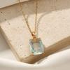 Hollow Square Zirconia Pendant Necklace, Golden Tone Elegant Jewelry for Women