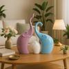 Beautiful Ceramic Elephant Family for Home Decor (Pack of 1,Multi-Coloured)