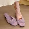 Temperament Square Head Mesh Yarn Half Drag Half Slippers Women's Spring and Summer New Super Cool Outer Wear Cat Heel Sandals Women