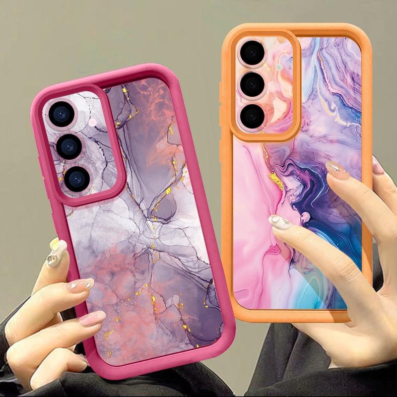 Красочный Мраморный Чехол Для Samsung A18 A57 A37 A27 A17 A56 A36 A26 A16 A55 A54 5G S21 S22 S23 S24 S25 FE S26 Ultra Ударопрочный Бампер