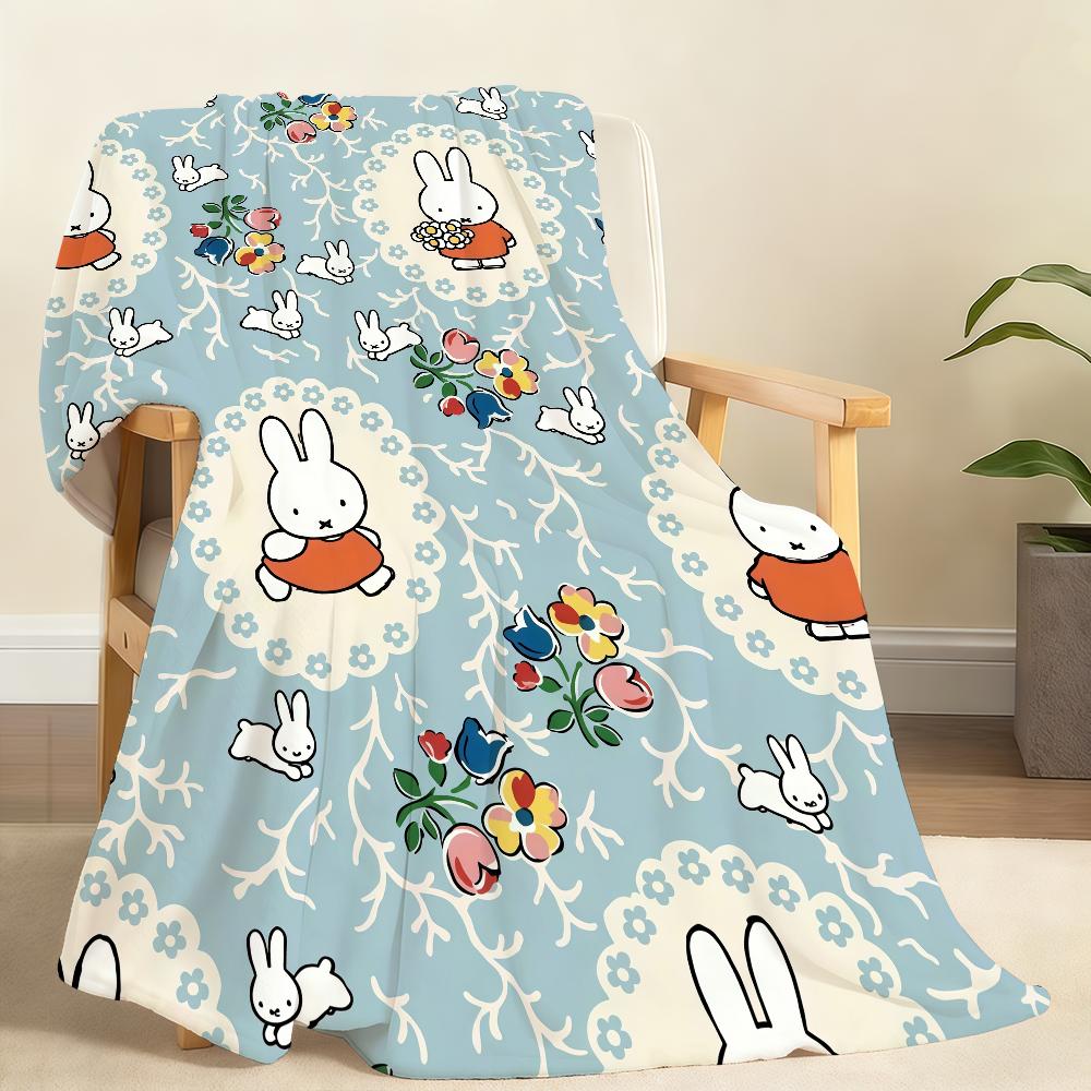 Cartoon Cute M-Miffy Blanket Soft Throw Blanket for Home Bedroom Bed Sofa Picnic Travel Office Rest Cover Blanket Gift