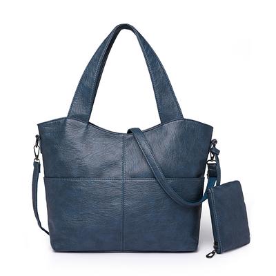 Большая сумка, однотонная сумка через плечо, женская кожаная сумка большой емкости