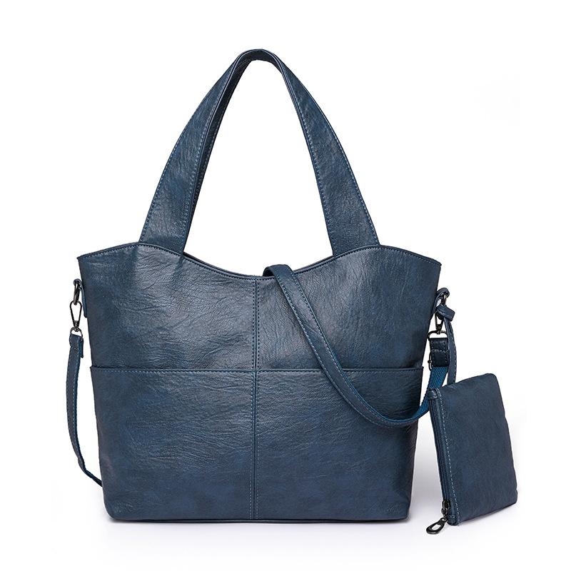 Большая сумка, однотонная сумка через плечо, женская кожаная сумка большой емкости