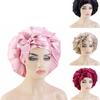 Шелковая стримерная ночная шапочка, женская кепка для вьющихся волос, подходит для ночного колпака, двусторонняя кепка с ремешком, ночная кепка