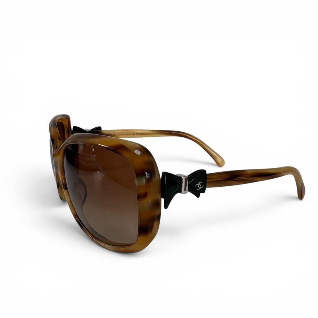 Used CHANEL Sunglasses Coco Mark Ribbon 5170-A Tortoiseshell