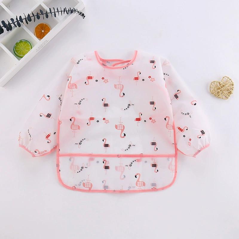 Baby Silicone Cartoon Bib 0-6 S Soft Bibs Baby Cute Clothing Toddler BPA Free Waterproof Long Sleeve Apron