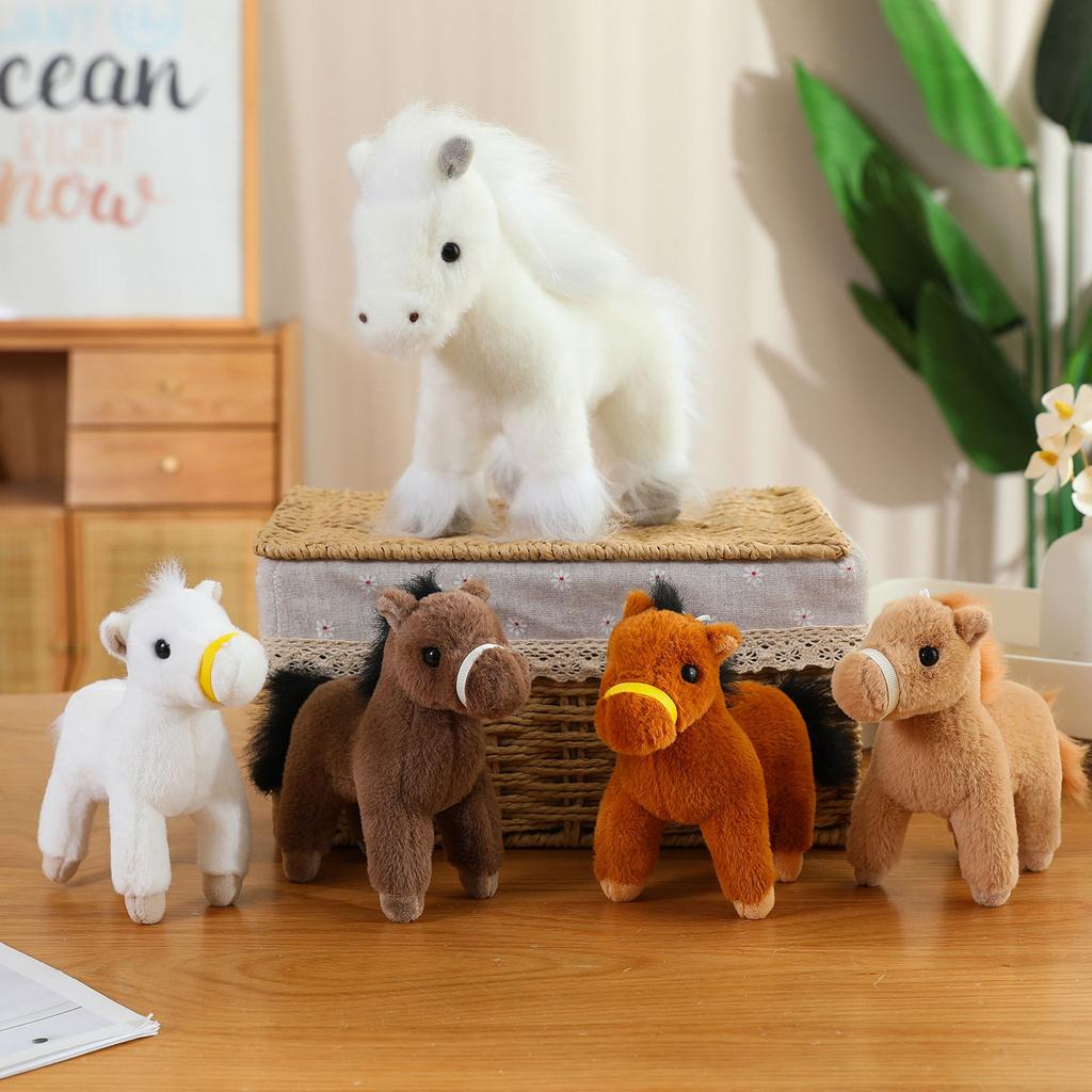 Cute Simulation Pony Doll Plush Toy Little White Horse Zodiac Horse Year Doll Children Accompany Soothing Doll