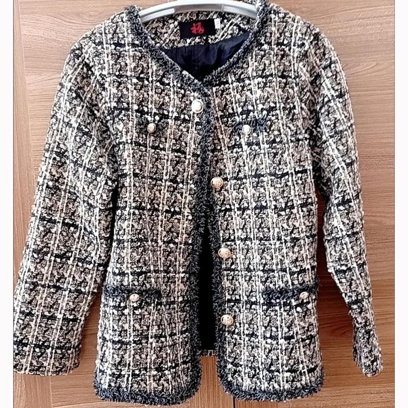 Винтажные однобортные клетчатые куртки с v-образным вырезом, женские весенне-осенние твидовые верхняя одежда больших размеров, корейская мода, повседневное пальто, уличная одежда