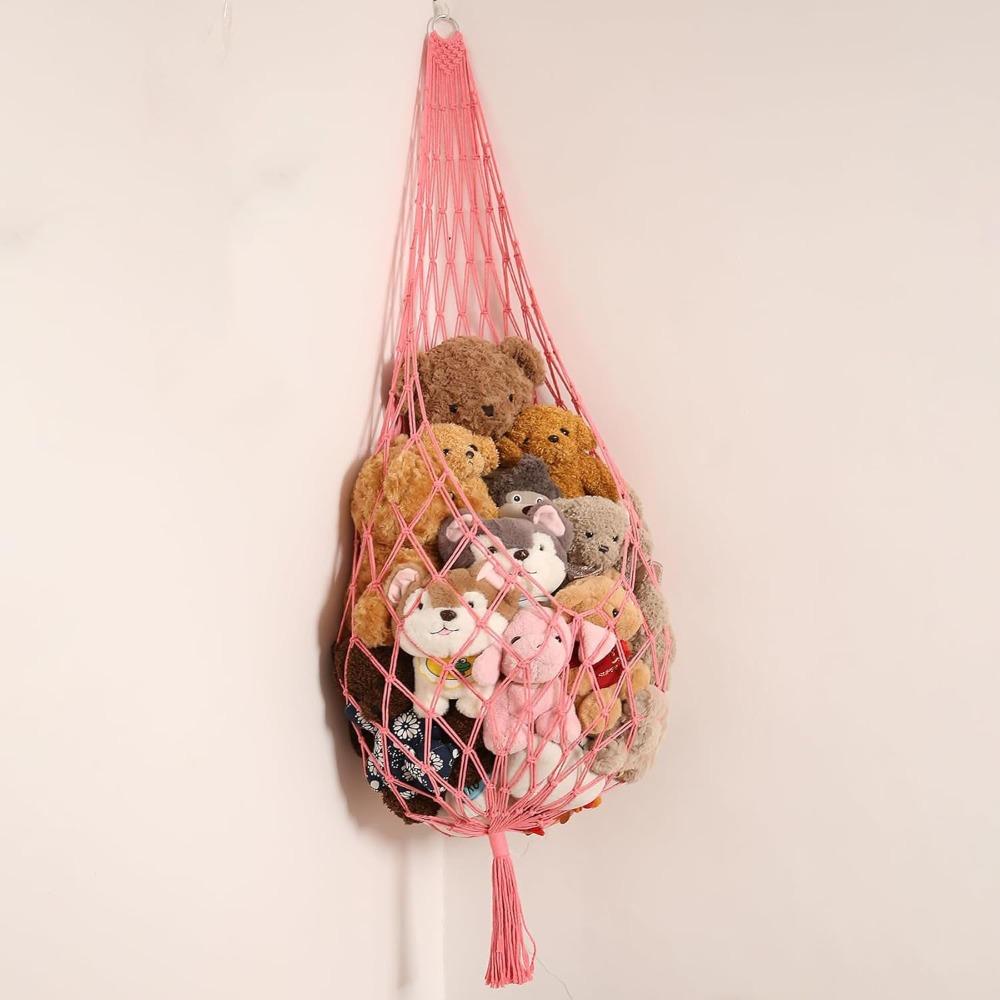 Wall Mounted Hanging Net Organizer INS Stuffed Doll Storage Holder Plush Toy Hammock  Playroom