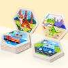 Hexagonal Children's Creative Three-dimensional Animal Puzzle Wooden Early Education Puzzle Fruit and Vegetable Traffic Cognitive Toys