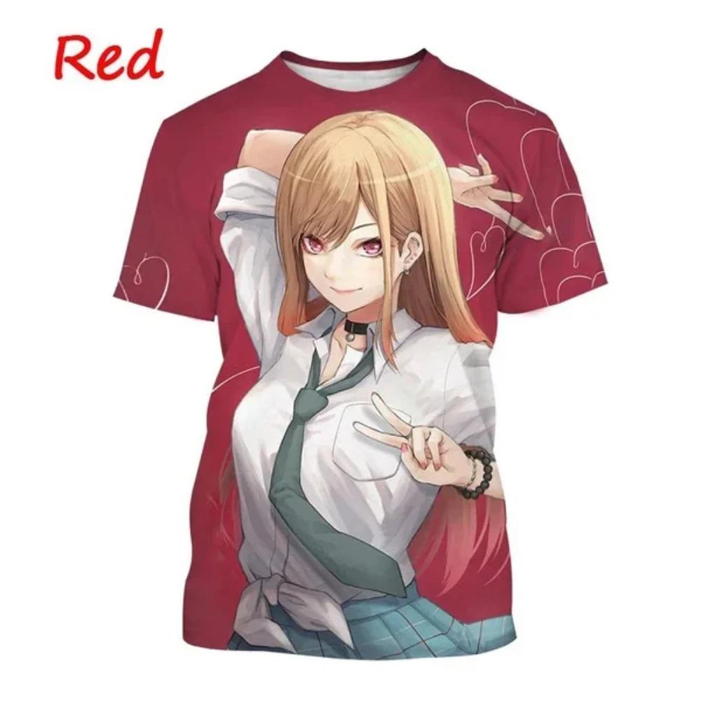 Футболки с изображением персонажа аниме Марин Китагава для мужчин и женщин с 3D-принтом, летние футболки Harajuku с круглым вырезом, дышащие, с коротким рукавом, повседневные детские футболки