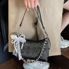 Женская сумка класса люкс модная новая ретро стразы джинсовый стиль портативная сумка-подушка дизайн одно плечо сумка-мессенджер тренд