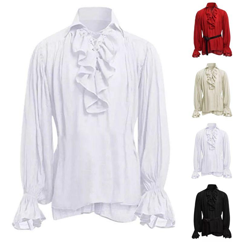 Классическая мужская средневековая рубашка эпохи Возрождения в пиратском стиле с длинным рукавом, стильный дизайн