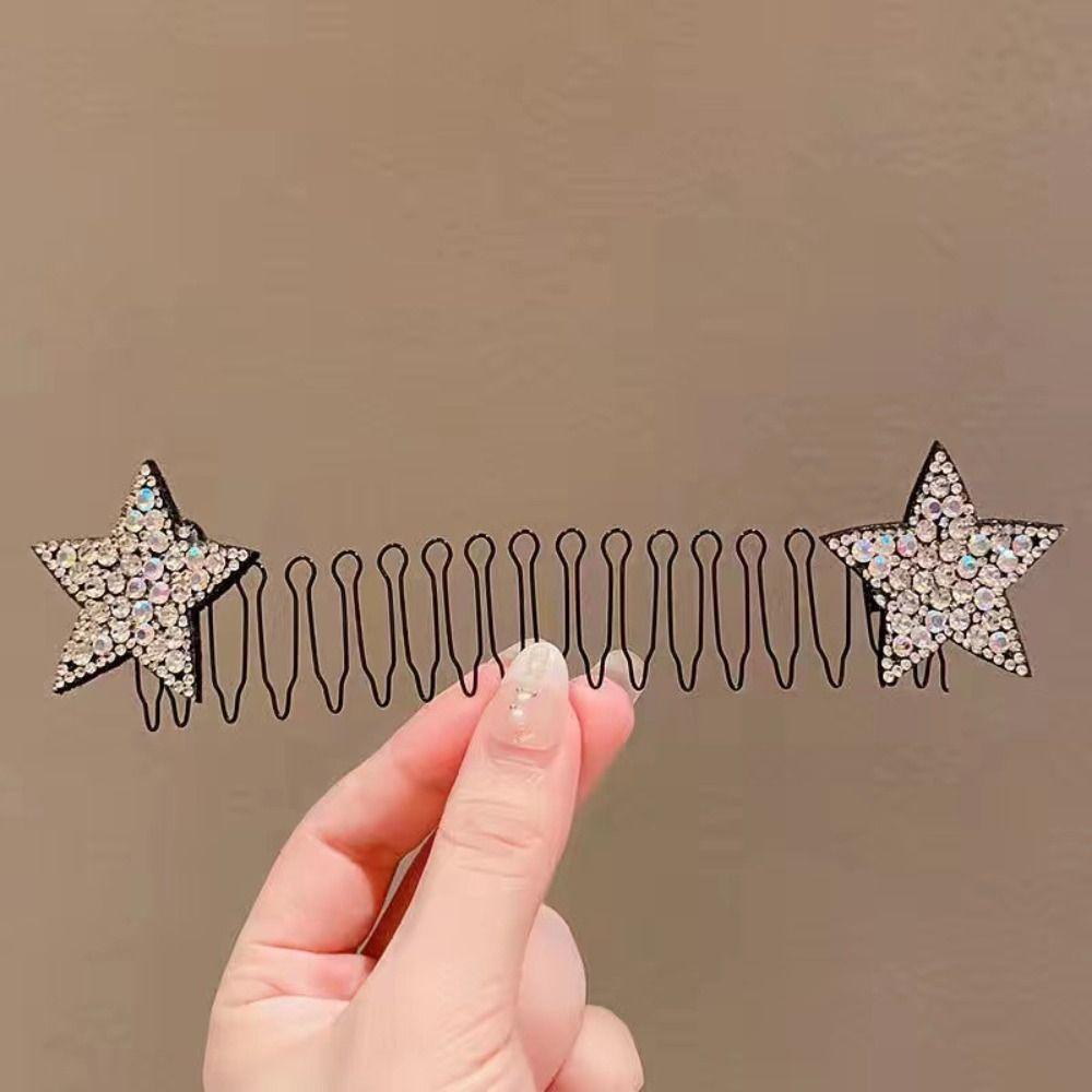 Rhinestone U Shape Hair Styling Comb Star Spring Hair Comb Fashion Fixed Combs Girls