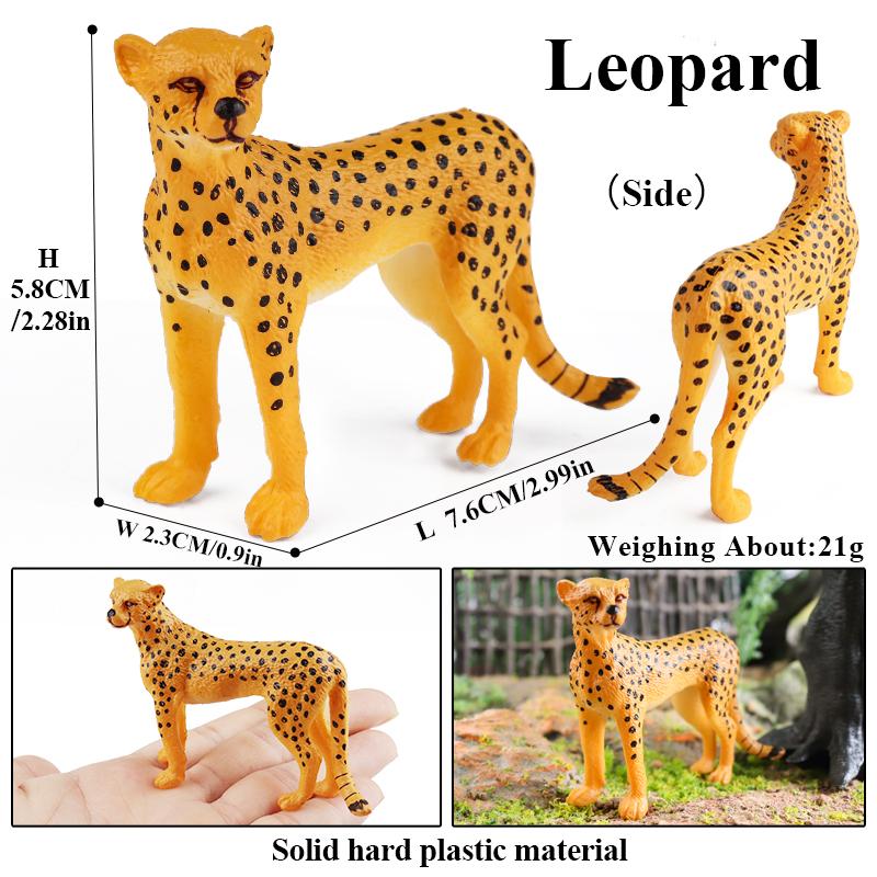 Oenux African Wild Animals Simulation Savage Cheetah Snow Leopard Jaguar Action Figure Figurines PVC Model Educational Kid Toys