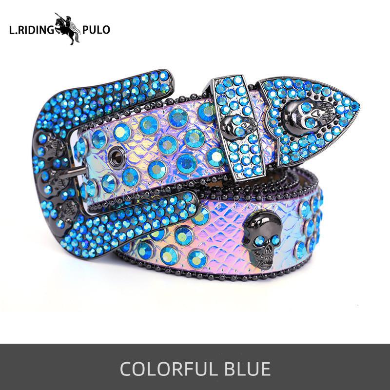 Модный ремень с черепом Мужской Женский Ремень со стразами Панк Хип-хоп Кожаный ремень Джинсы Платье Блестящая пряжка для ремня
