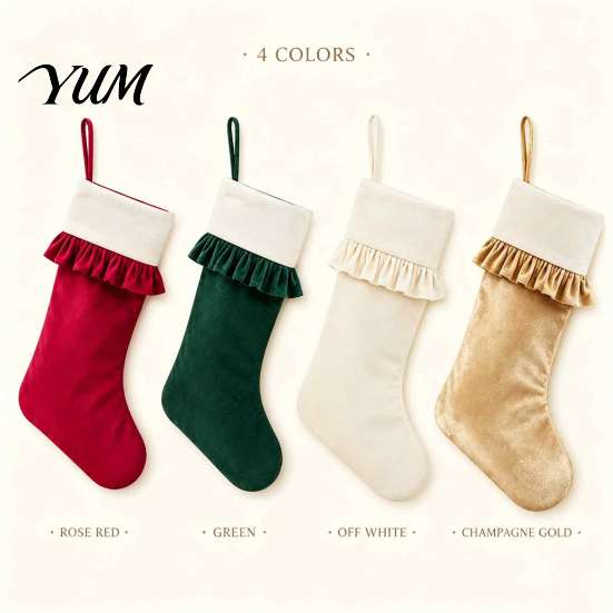 Праздничный Декор Каминной Полки, Большие Рождественские Носки с Оборчатой Манжетой, Толстый Мешок для Рождественских Подарков с Подвесной Веревкой для Семейного Набора Носков, Мешок для Конфет и Подарков,