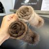Цветок из натурального меха норки Заколка для волос Большого размера Заколки Зажимы для женщин Девочек Хвост Темперамент Пушистые Аксессуары для волос
