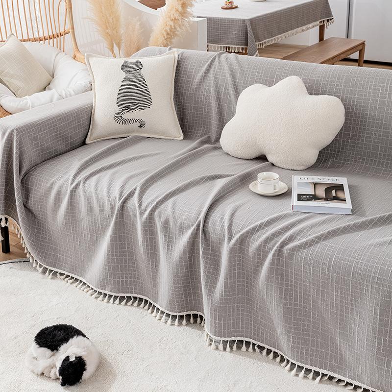 Чехол на диван ткань в скандинавском стиле Ins, универсальный универсальный современный современный простой хлопковый льняной чехол для дивана, универсальный полный чехол для дивана