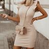 GMXIA Spring Summer Set Temperament Commuter Solid Color Slim Bat Sleeve Mid-waist Women's Dress