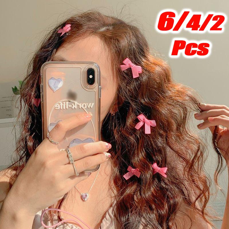 2/4/6 шт., мини-заколки для волос с бантом, милая фея, лента с бантом, заколки для волос, зажимы для девочек, зажимы для девочек, головной убор, женские головные уборы, аксессуары для волос