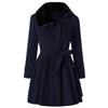 Women's Fashion Lapel Double-Breasted Thick Wool Trench Casual Coat Jacket